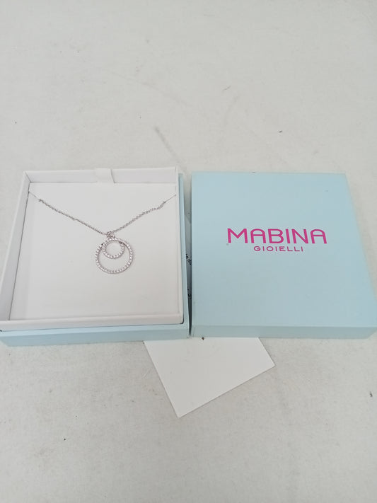 Mabina Collana Argento Con Ciondolo Zircone Cerchio Con Scatola