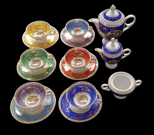 Bavaria Servizio The 6 Tazzine-piattini + Teiera/zuccheriera/latte Effigi Persone