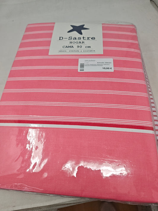 D Star Completo Lenzuolo Singolo Rosa Bca 90x200cm Nuova