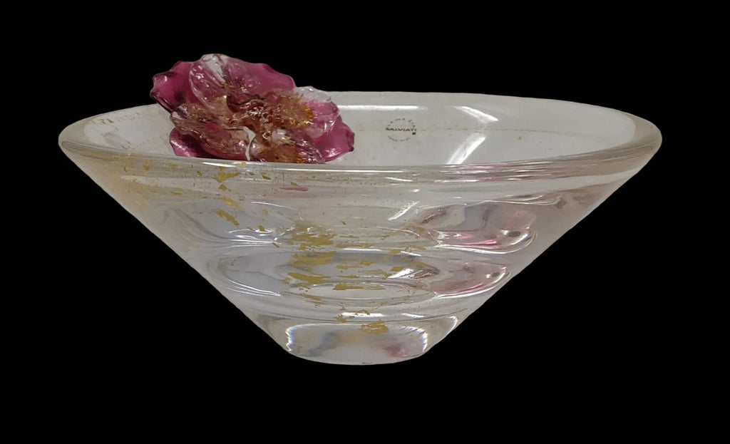 _salviati Centro Tavola Vetro Murano Fiore Rosso ø 16cm Scaglie Oro