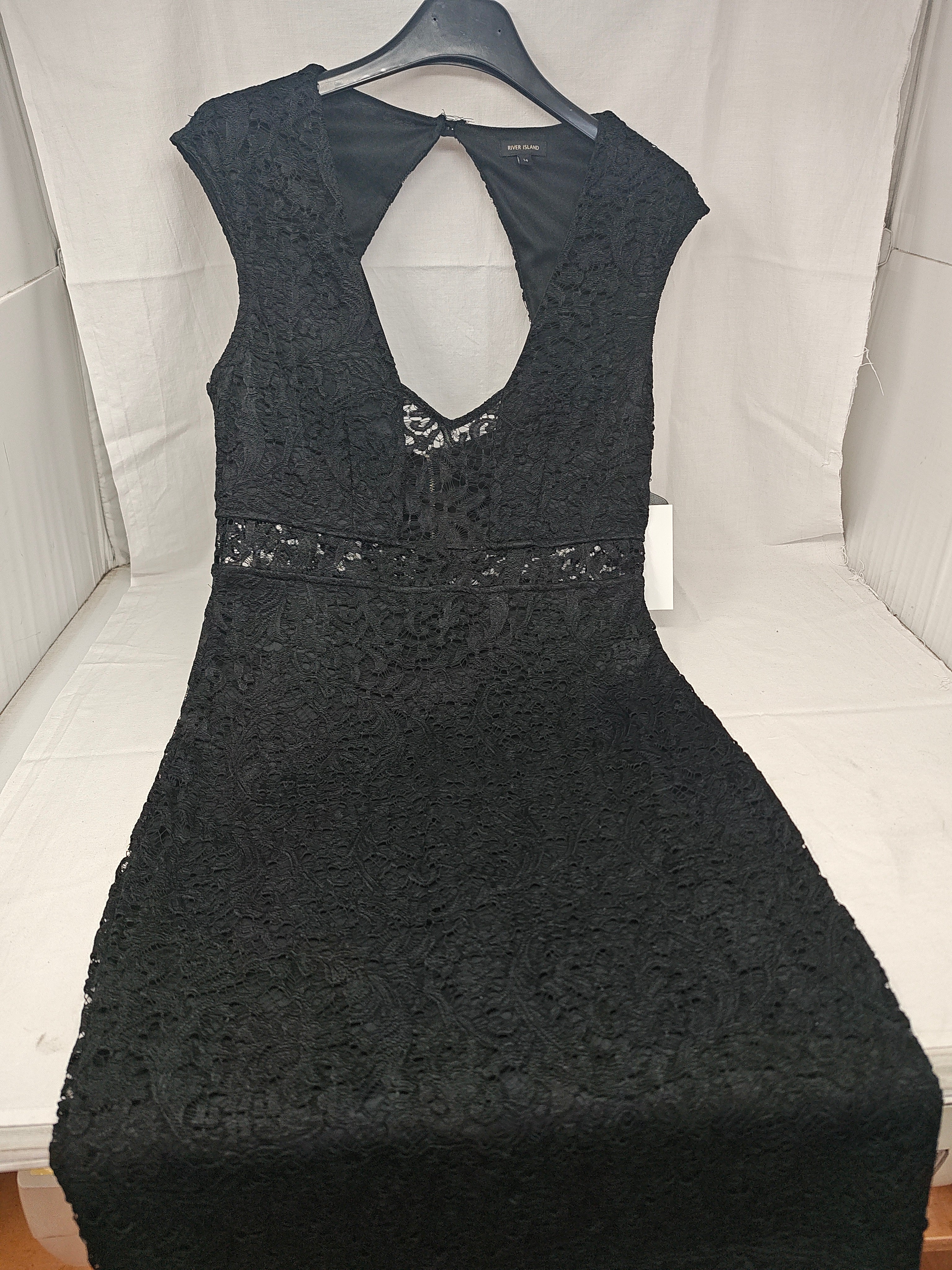 River Island Abito Nero Pizzo 42