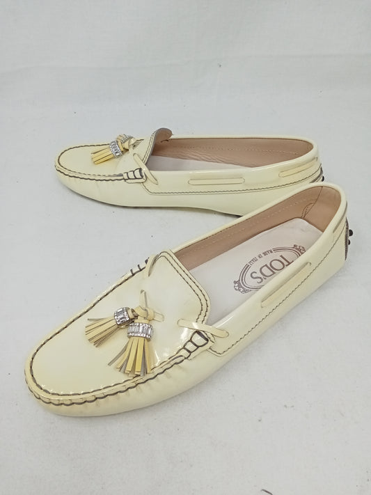 Tods Mocassino Bco Frange Strass 37