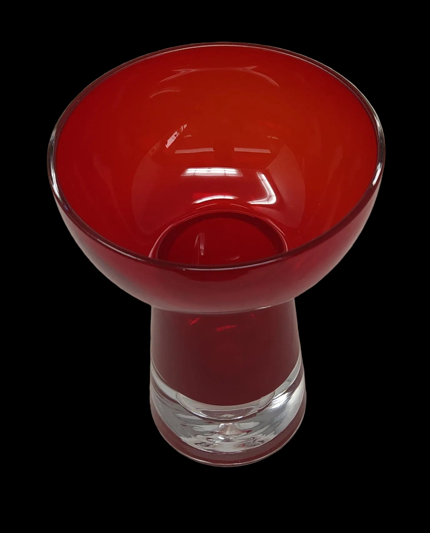 _vaso Vetro Murano Rosso Rubino Con Bolla Nella Base H 15cm