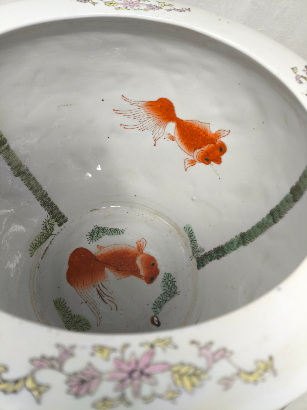 _vaso Cinese Porta Fiori E/o Aquario Datazione Metà Del 1900 Stato Perfetto ø 30cm H. 26cm
