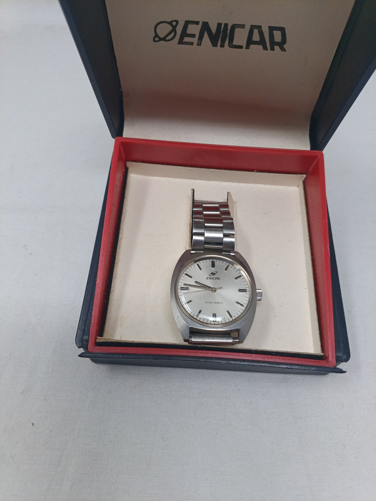 Enicar Orologio Da Polso Meccanico Anni 70 Bracciale Acciaio