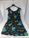 Abito Tulle Nero Fiori Verde Turghese 42