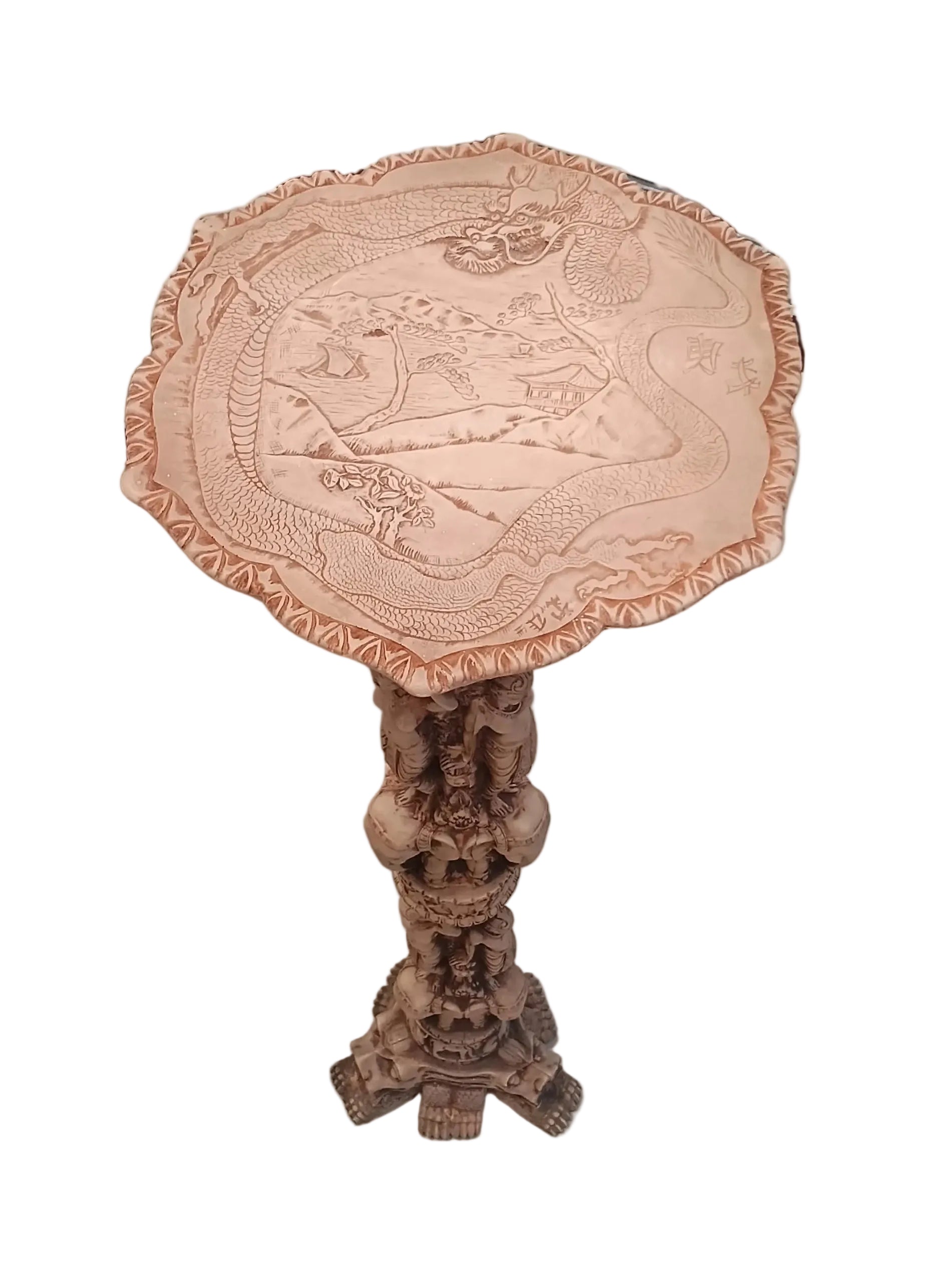 Colonna Resina Effigi Elefanti/donne H 93cm