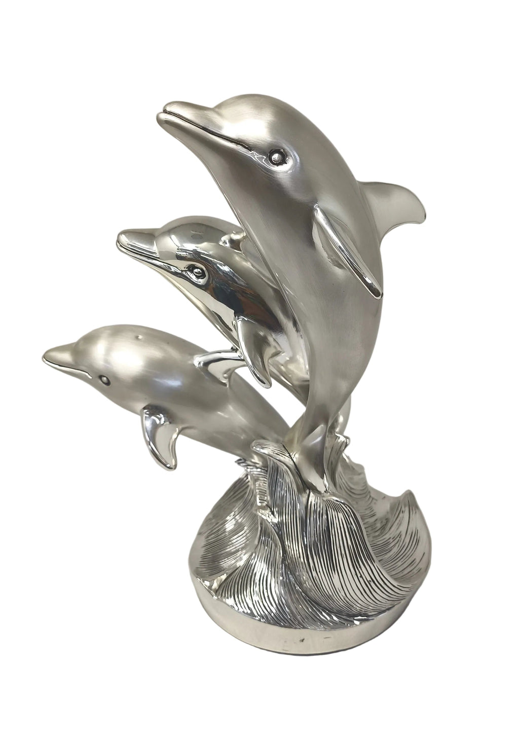 Scultura Lamina Argento Delfini