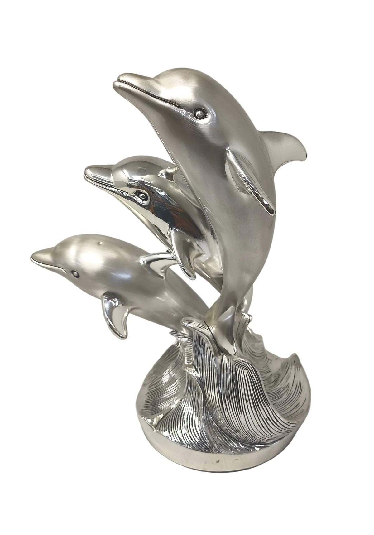 Scultura Lamina Argento Delfini