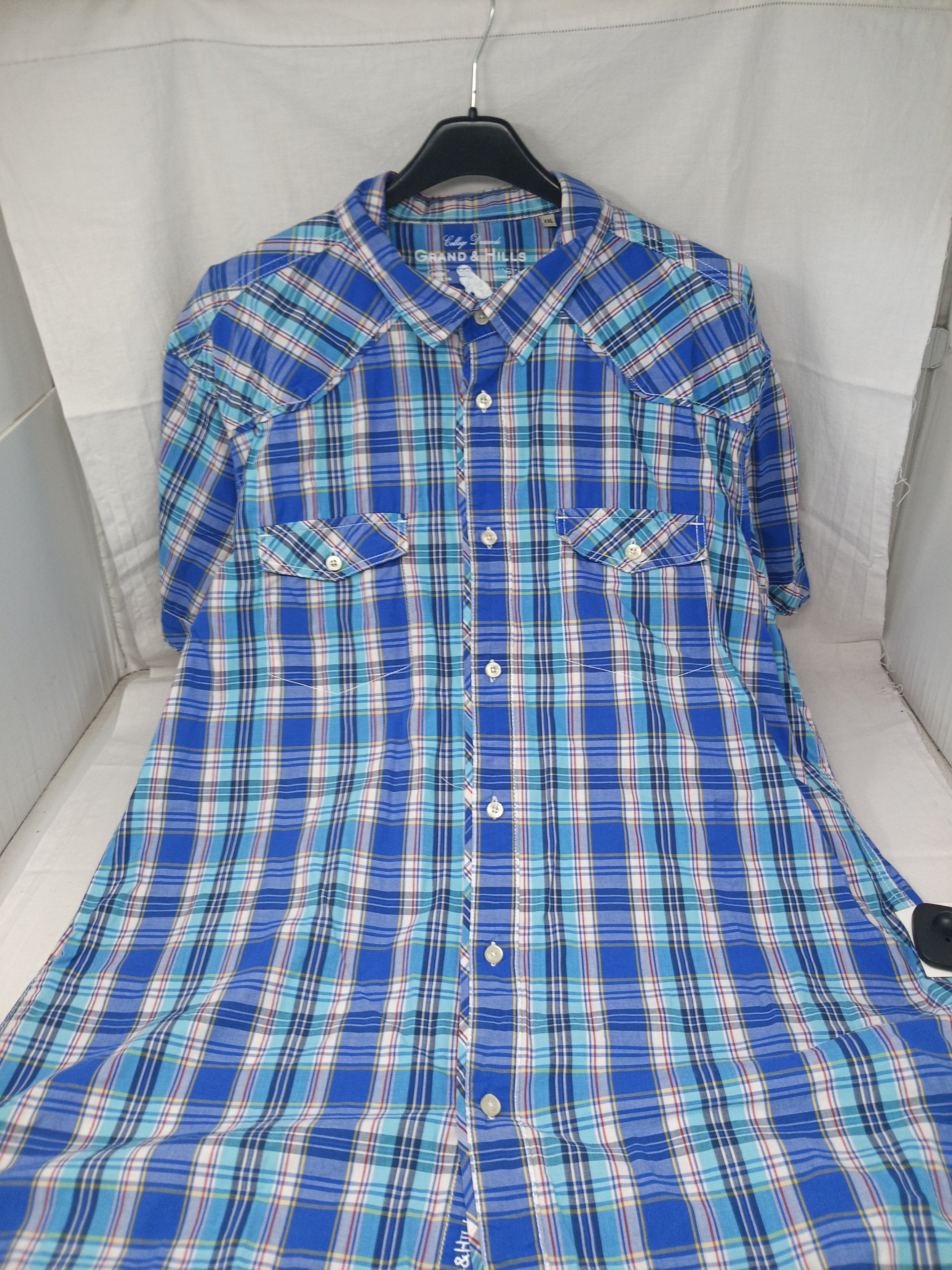 Grand& Hills Camicia Scozzese Blu Verde Bca Xxl