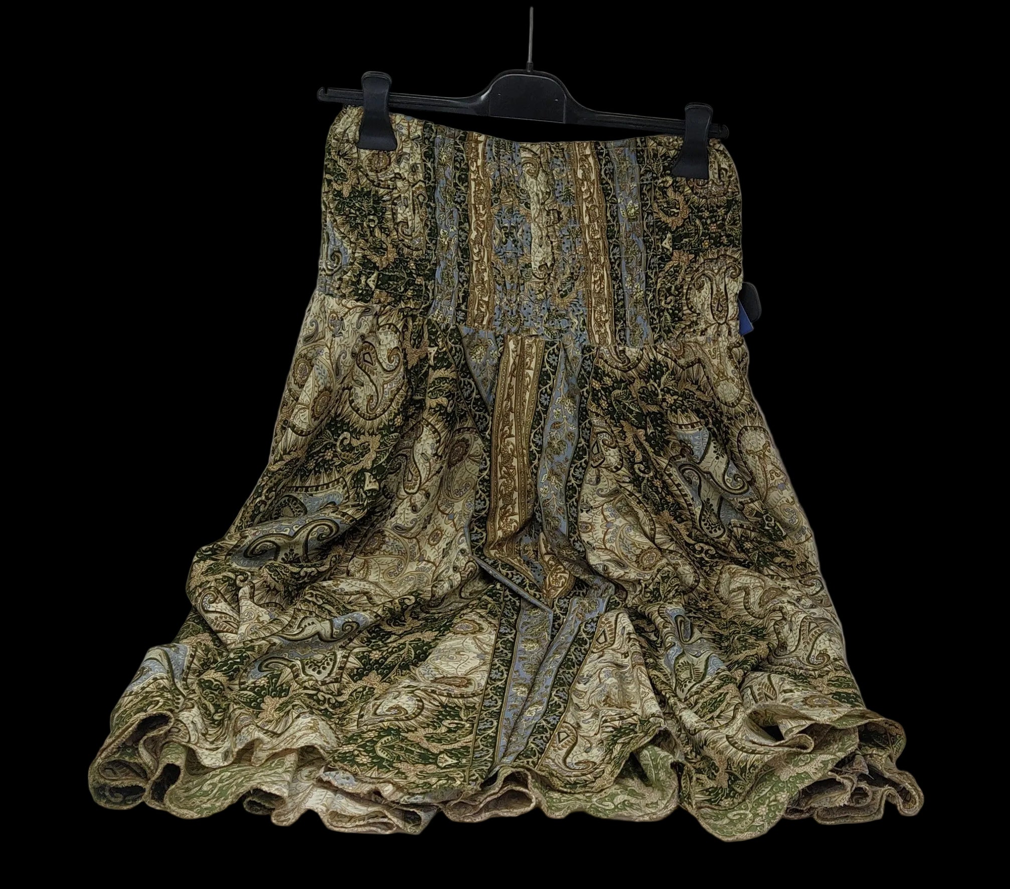 Pantaloni Tipo Indiano Con Fantasia Fiori Verde Beige Tu