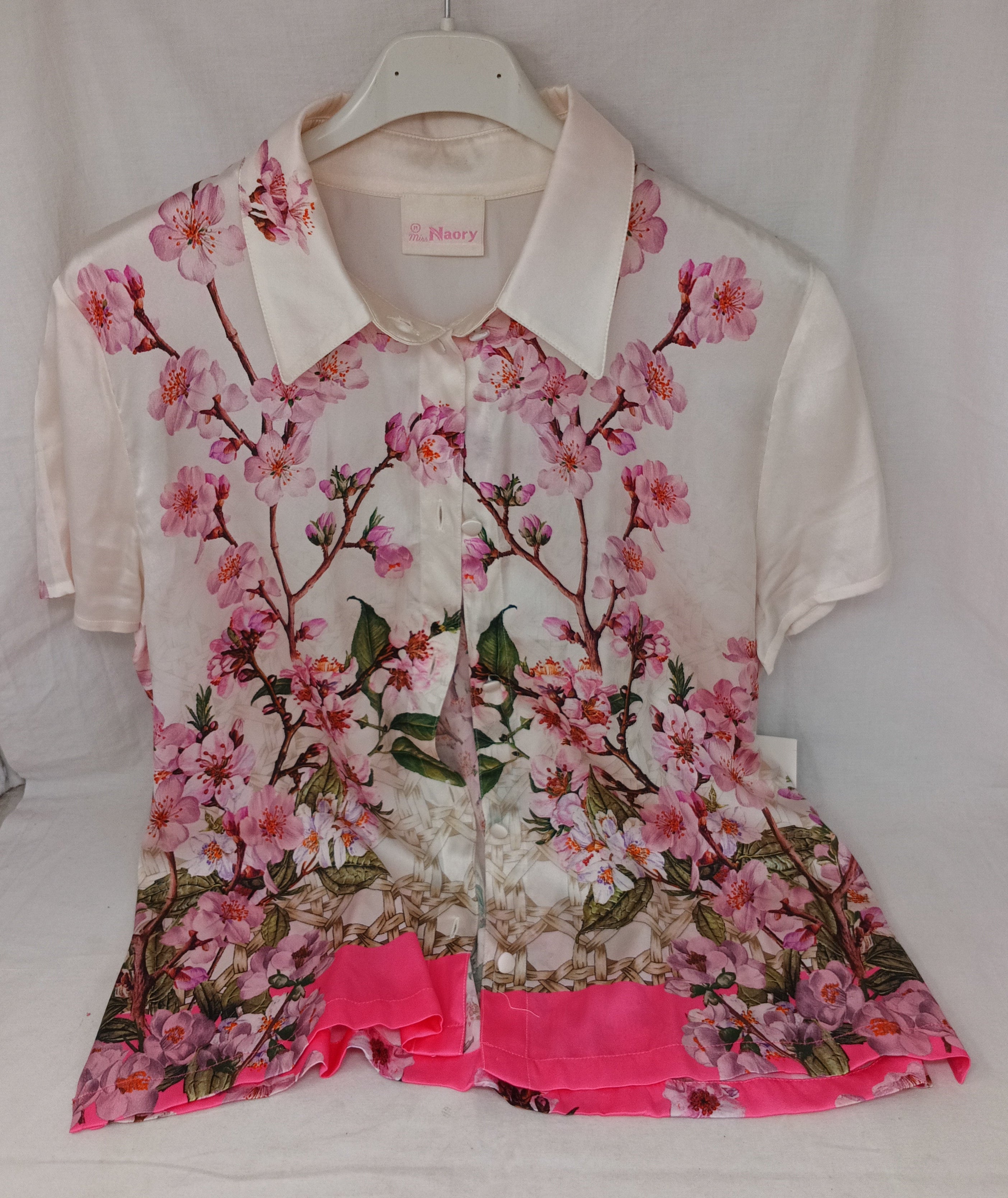 Miss Naory Camicia In Seta  Bca Fiorata S/m