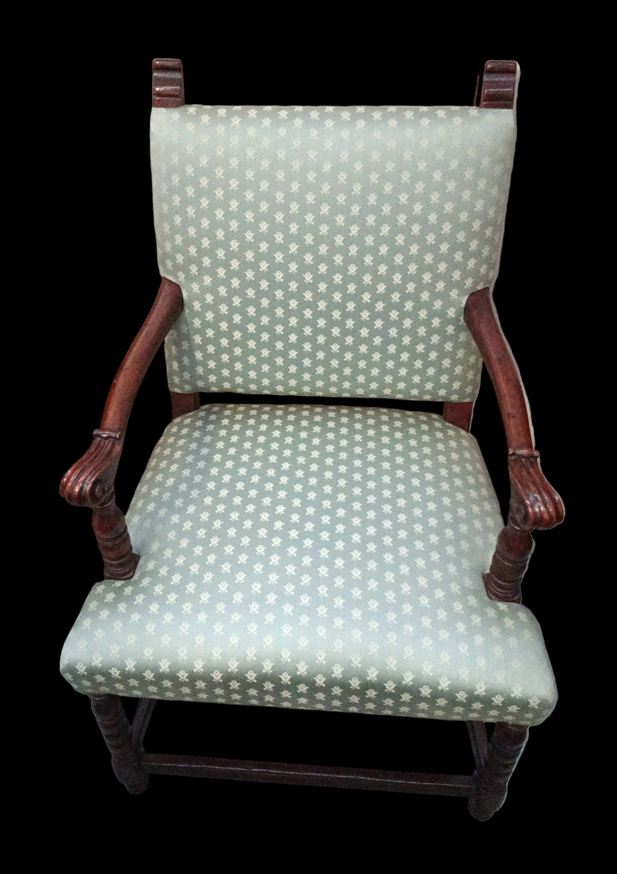 Poltrona Struttura Legno Schienale + Seduta Tessuto Verde Lxpxh 65x65x102