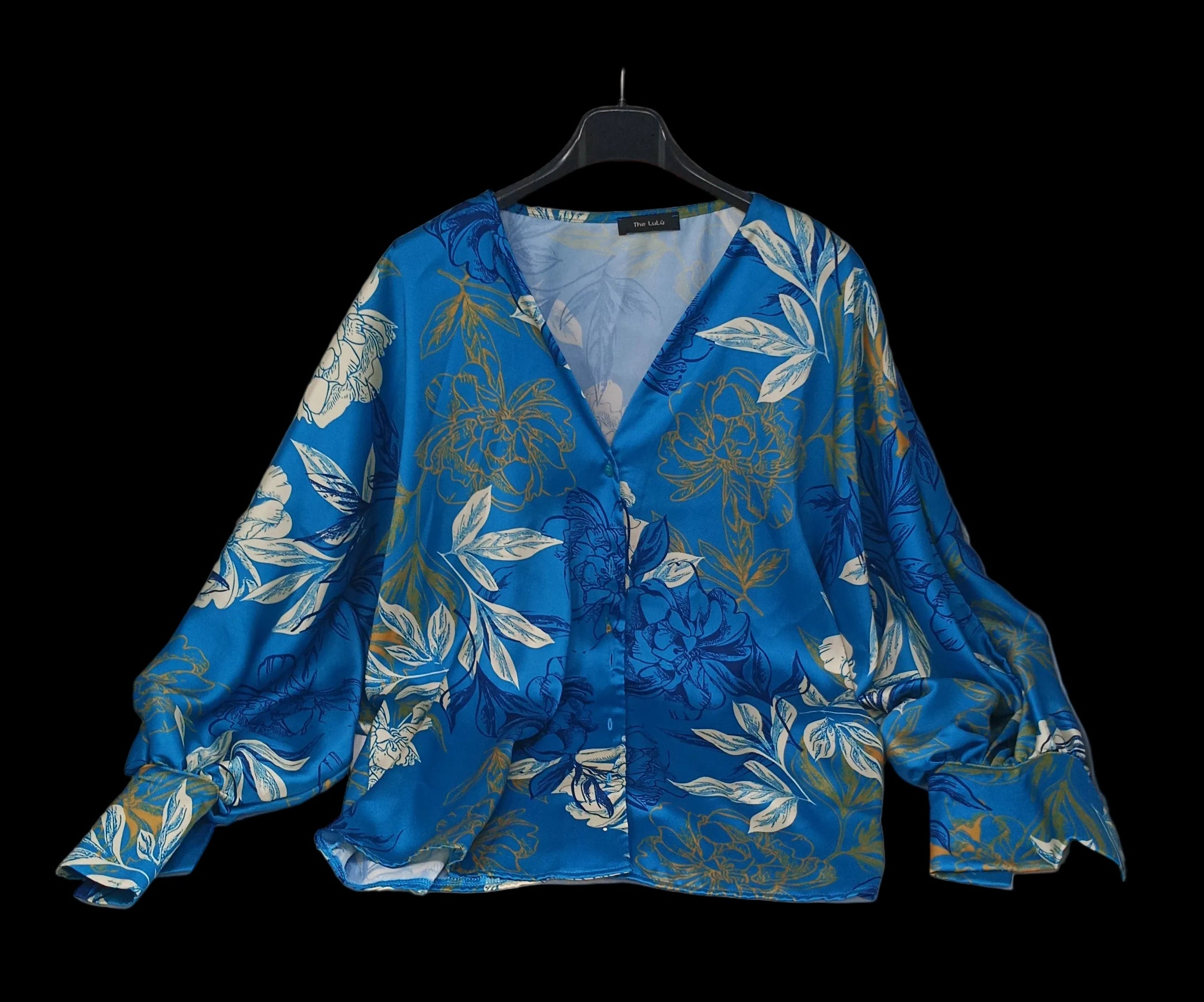 The Lulu' Camicia Raso Turghese Fiori Tu