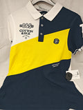 Cotton&silk Polo Blu Bco Giallo M
