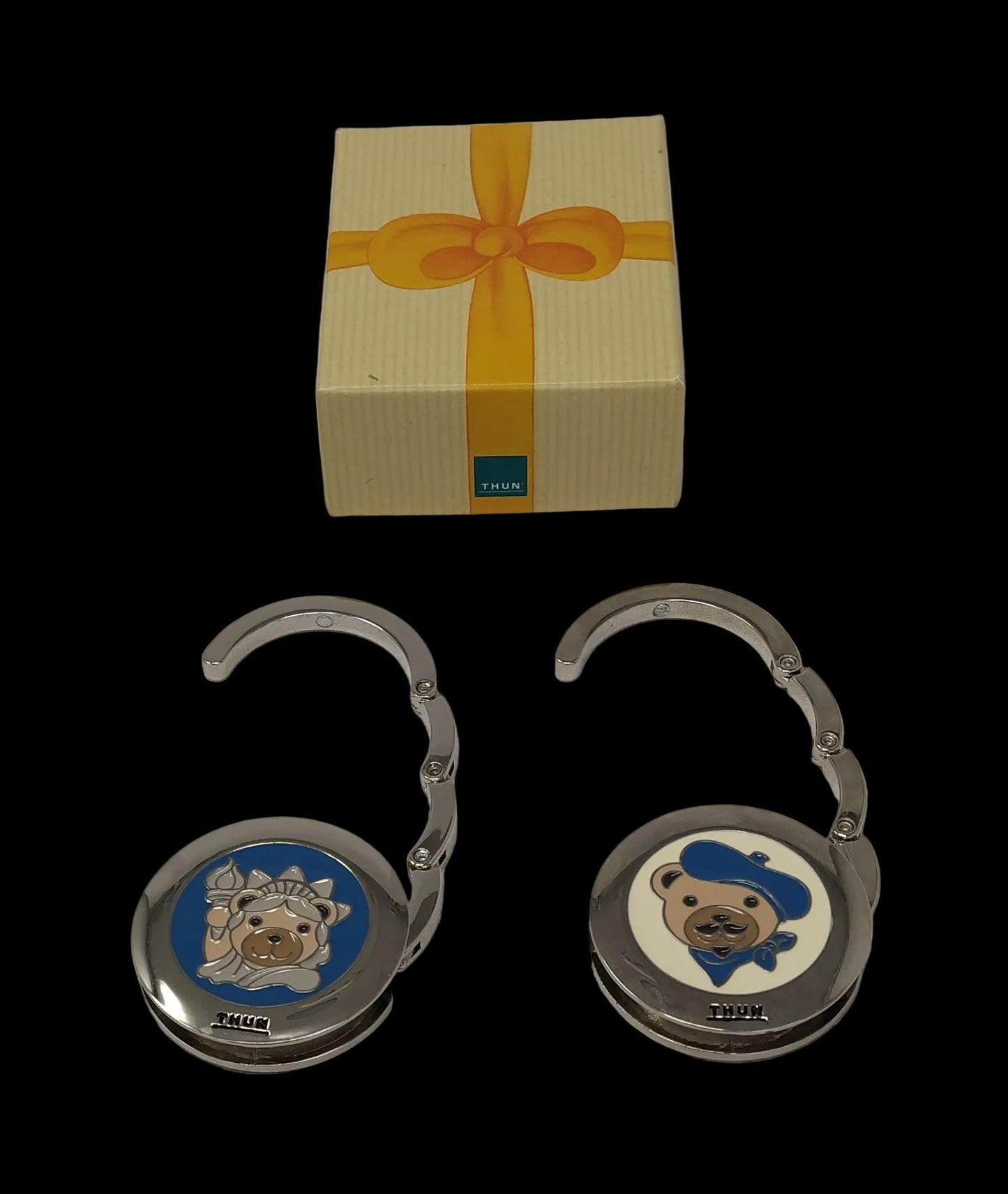 Thun Coppia Ganci Porta Borsa In Metallo Con Scatola Effigi Orsi