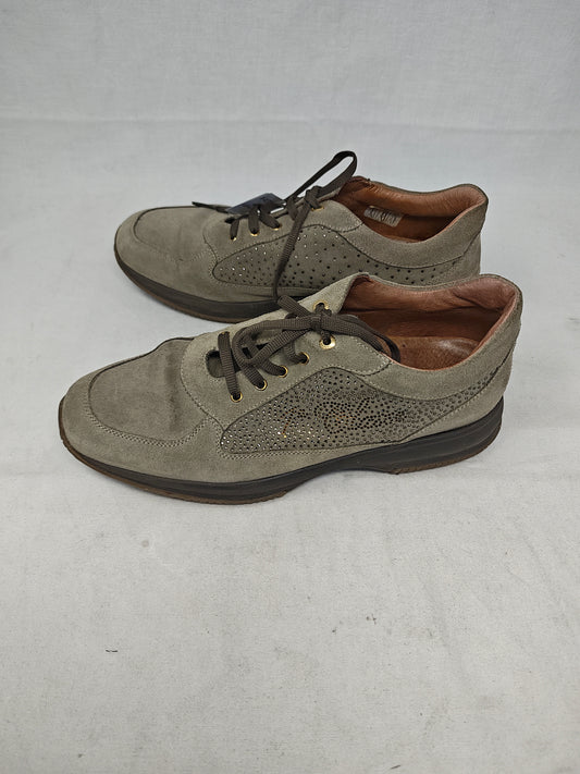 Alviero Martini Scarpe Camoscio Tortora Strass 40