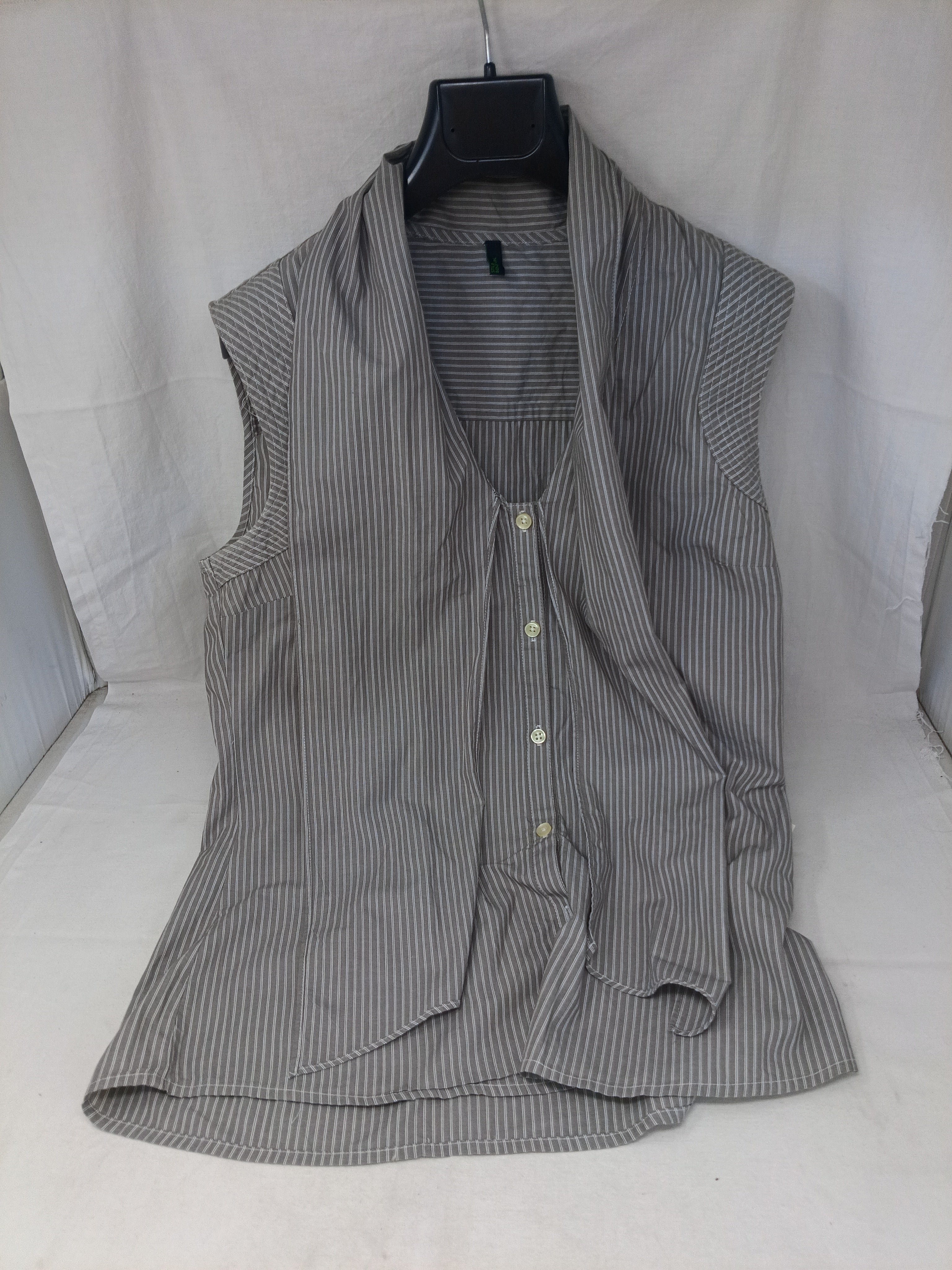 Benetton Camicia Sma Grigia Righe Bco M