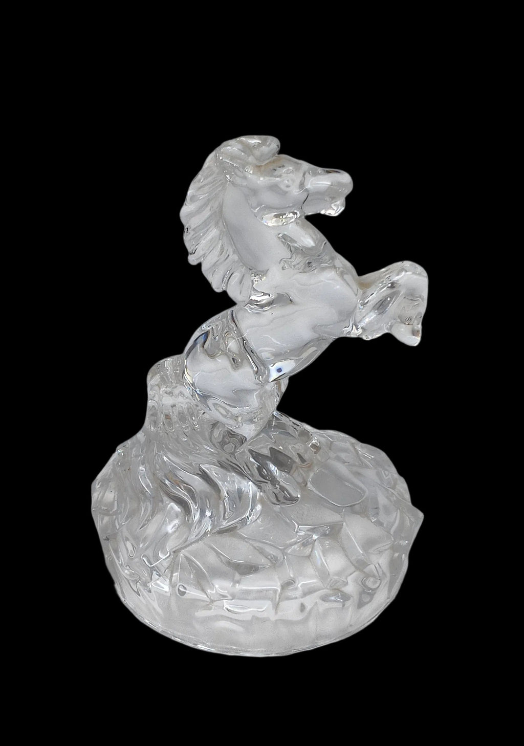 Scultura Cristallo Cavallo Con Orologio H 18cm (orologio Non Testato, Batteria Da Sostituire)