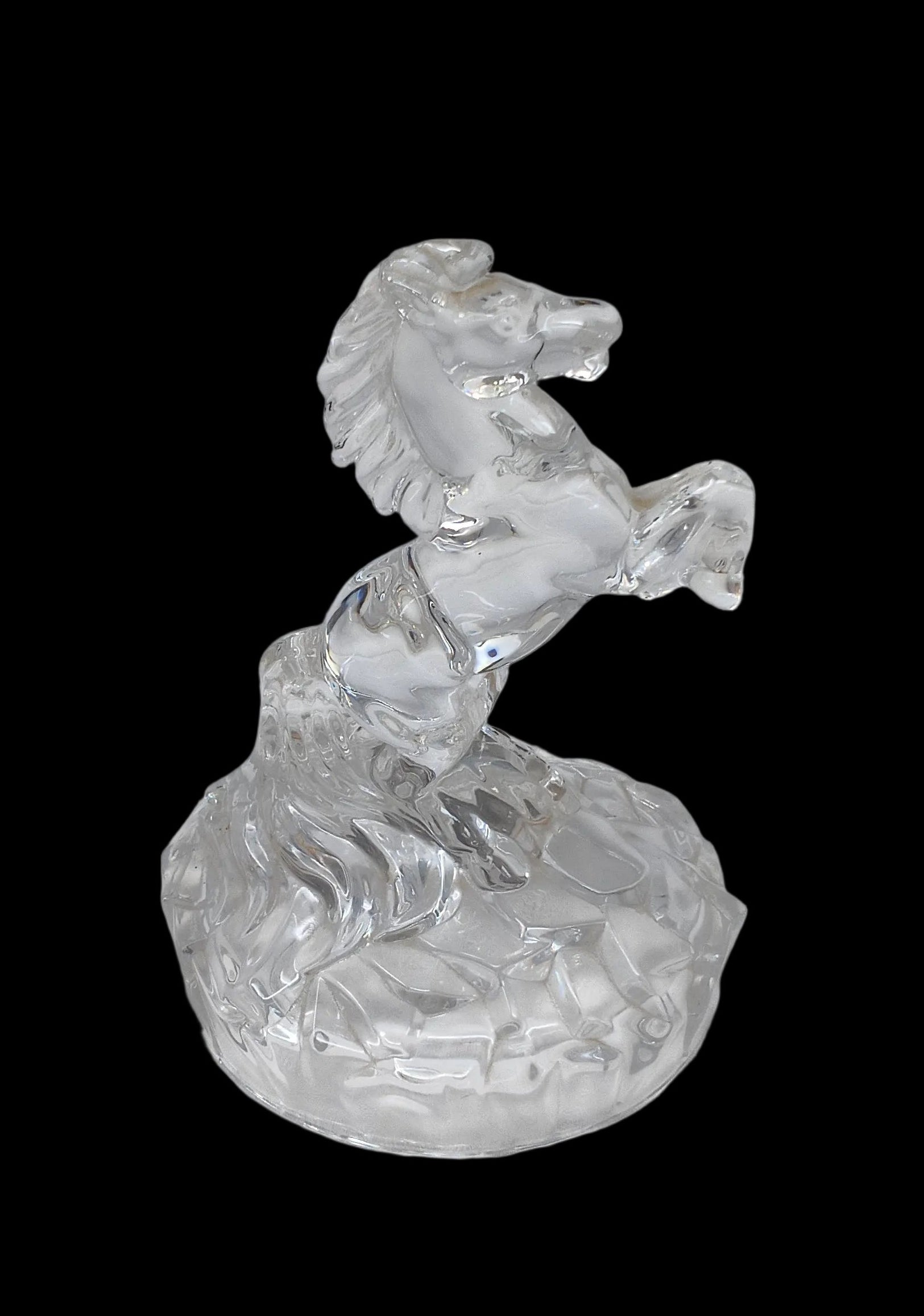 Scultura Cristallo Cavallo Con Orologio H 18cm (orologio Non Testato, Batteria Da Sostituire)