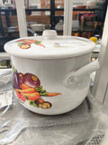 Pentola Di Coccio Con Coperchio, Smaltata Bianca Nuova H.14cm ø 18cm