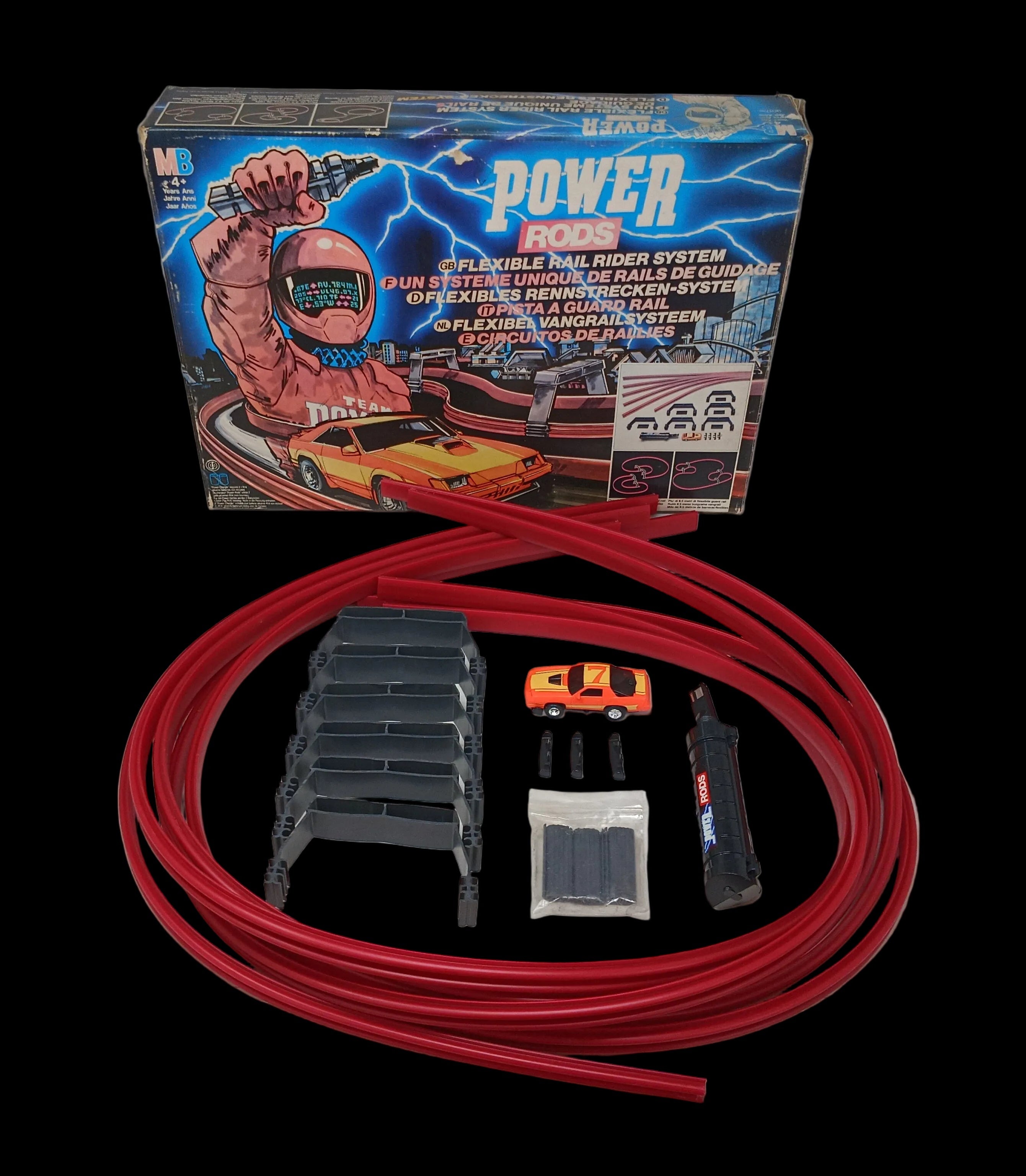 Mb Power Rods Pista Macchinine Vintage '85 Con Scatola Nuovo