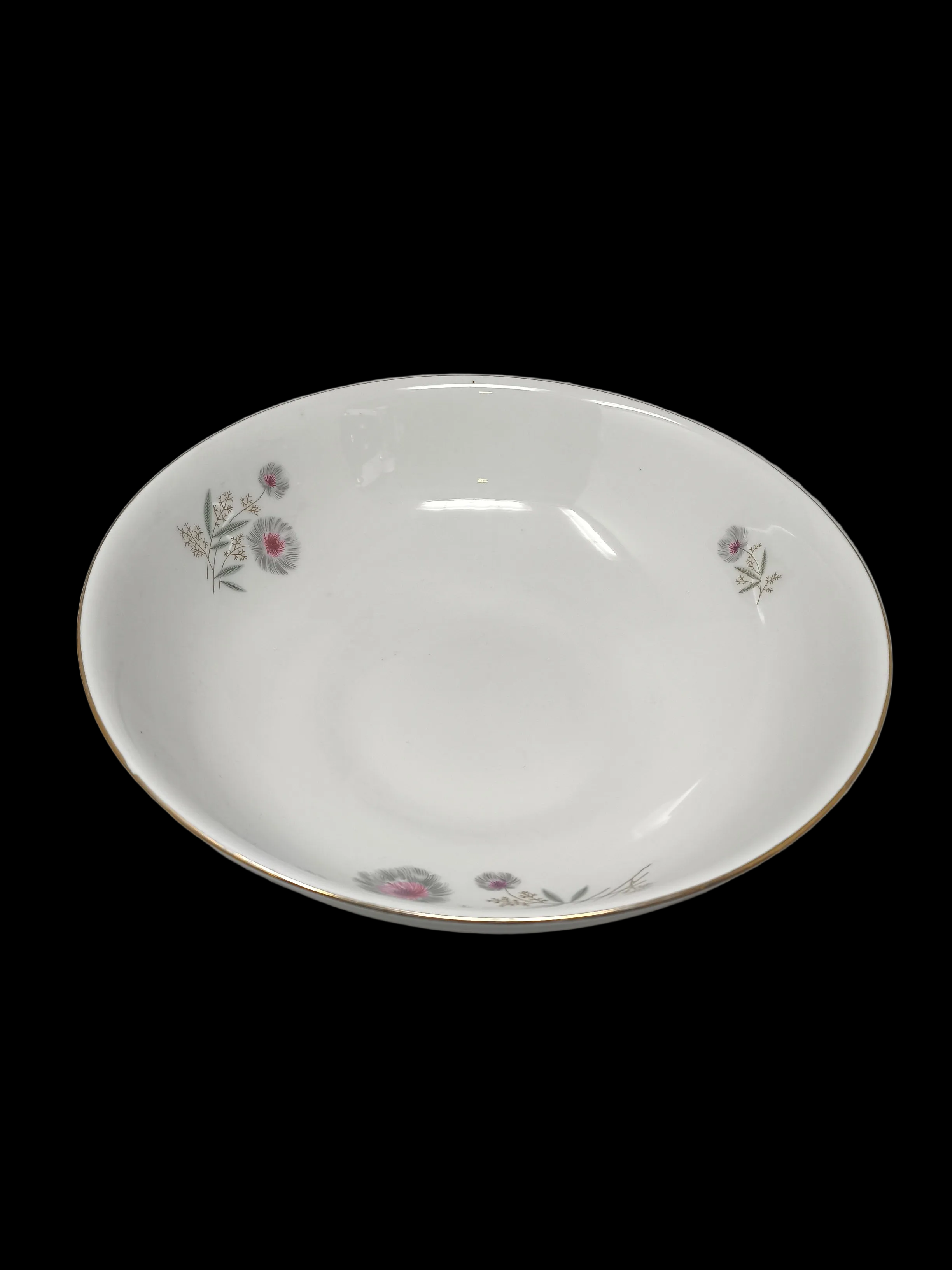 Richard Ginori Insalatiera Ceramica Bianco Bordo Oro Effige Fiori ø 29cm H 10,5cm