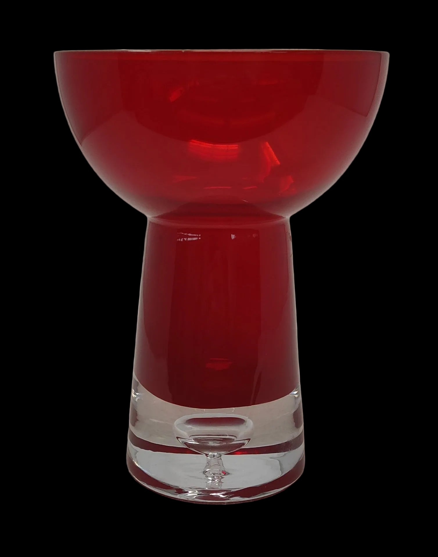 _vaso Vetro Murano Rosso Rubino Con Bolla Nella Base H 15cm