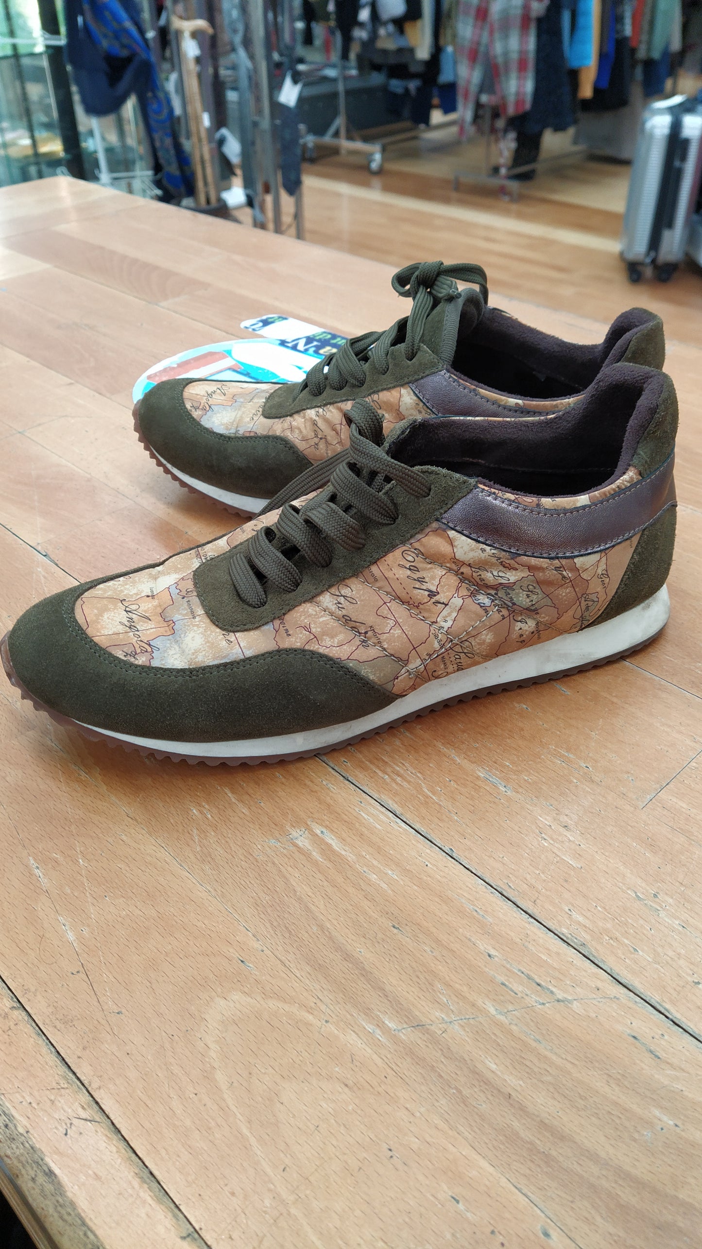 Alviero Martini Prima Classe Scarpe Camoscio Verde E Marrone 40