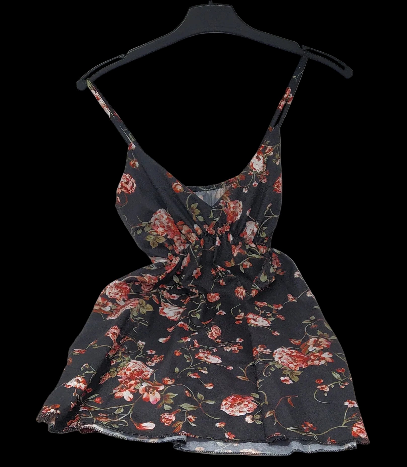 Abito Nero Con Fantasia Fiori S