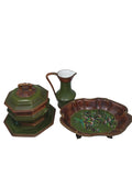 Set Ceramica Vintage Verdone Porta Frutta- Zuppiera Brocca Acqua