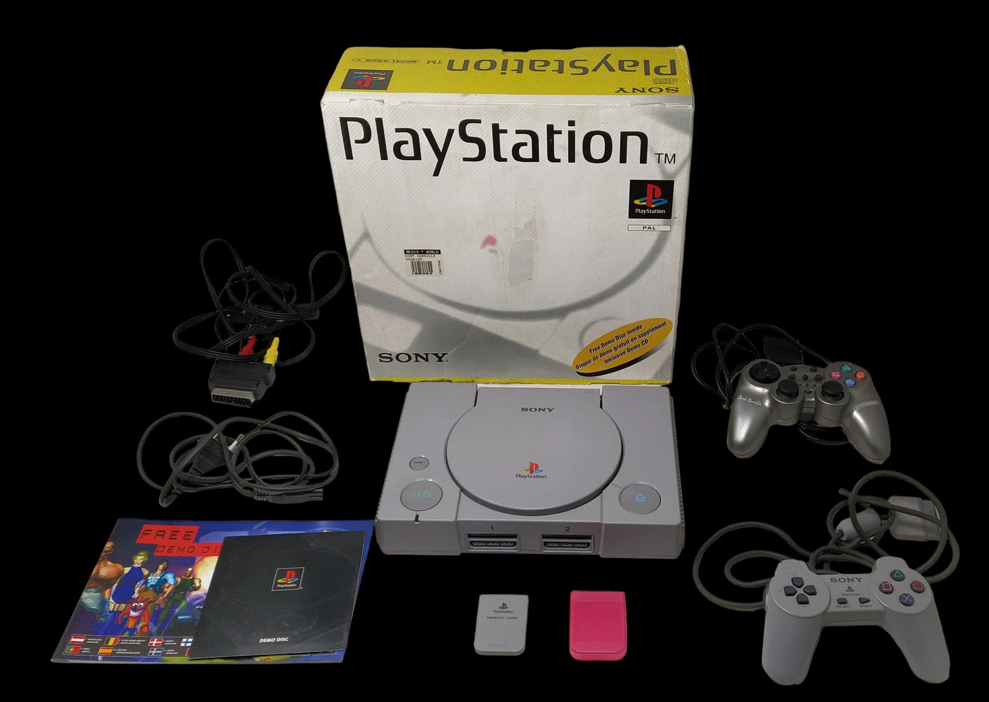 Sony Ps1 Modello Scph-5502 Modificata + 1 Joystick + Memory Card + Cavi + Scatola + Disco Demo + 1 Joystick Compatibile