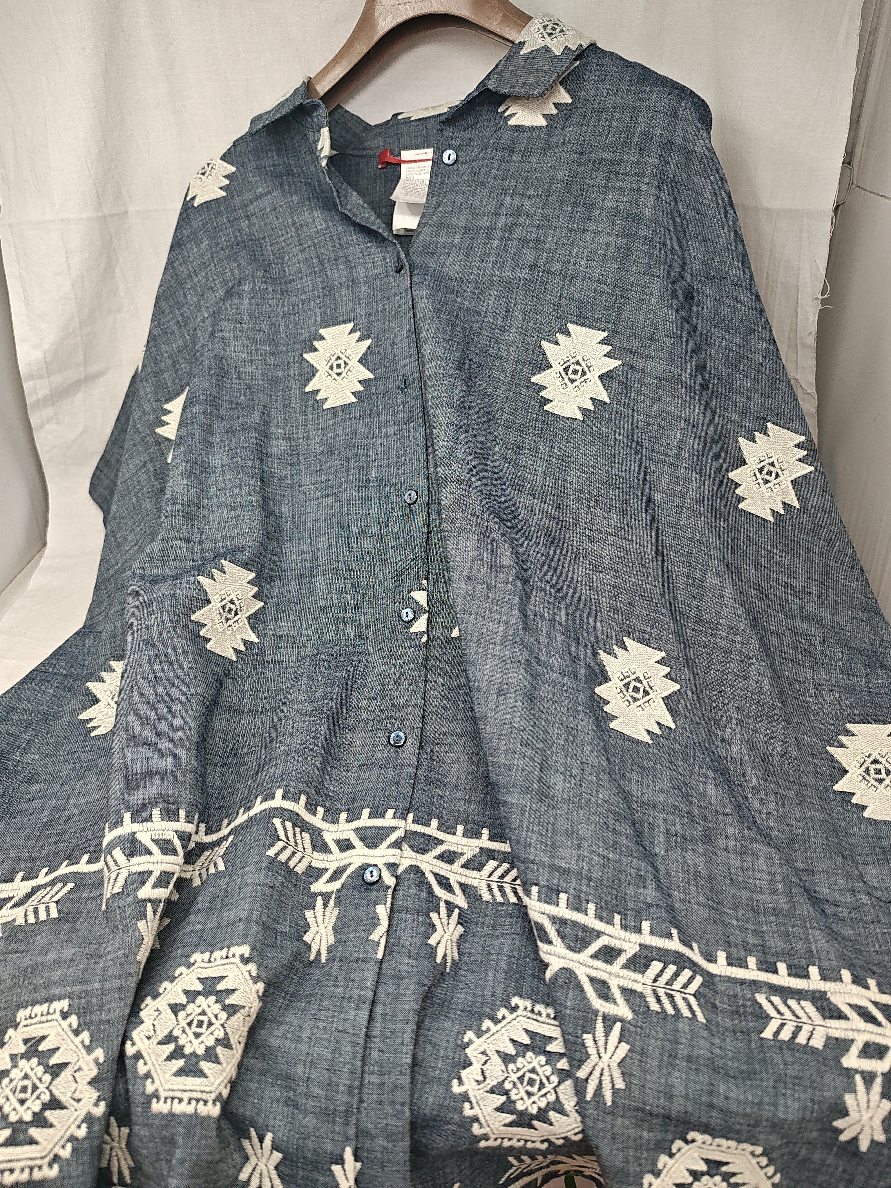 Camicia Blu Ricamo 56