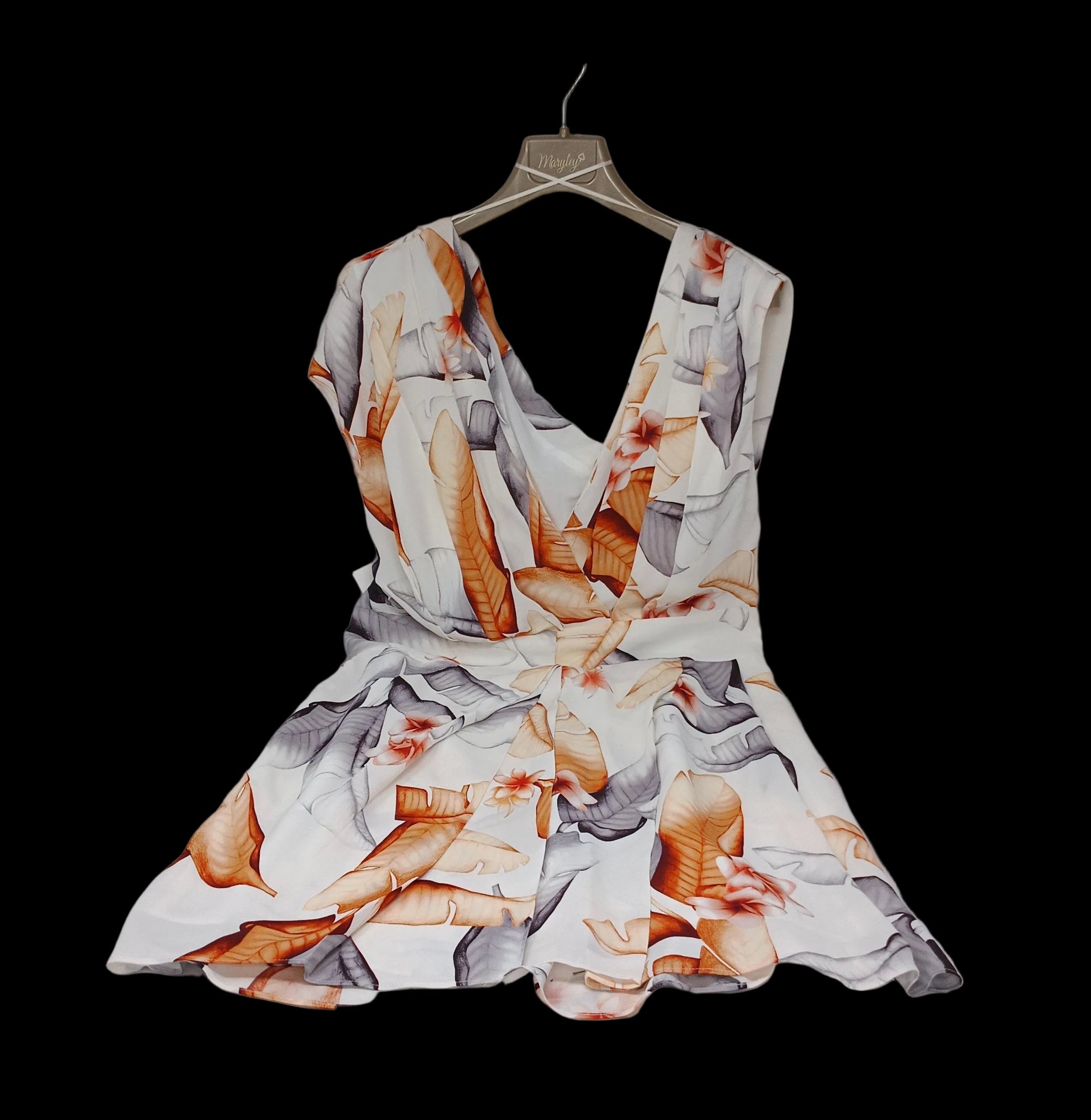 Abito Tulle Bco Fiori Foglie 44/46