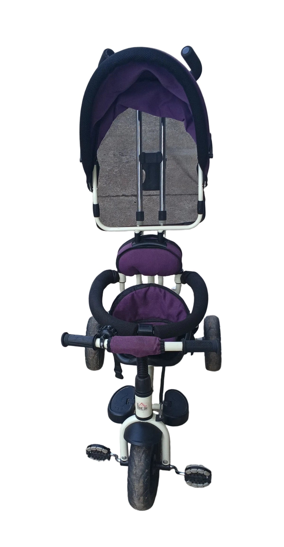Homcom Lovely Triciclo Per Bambini Con Maniglione Con Tettuccio