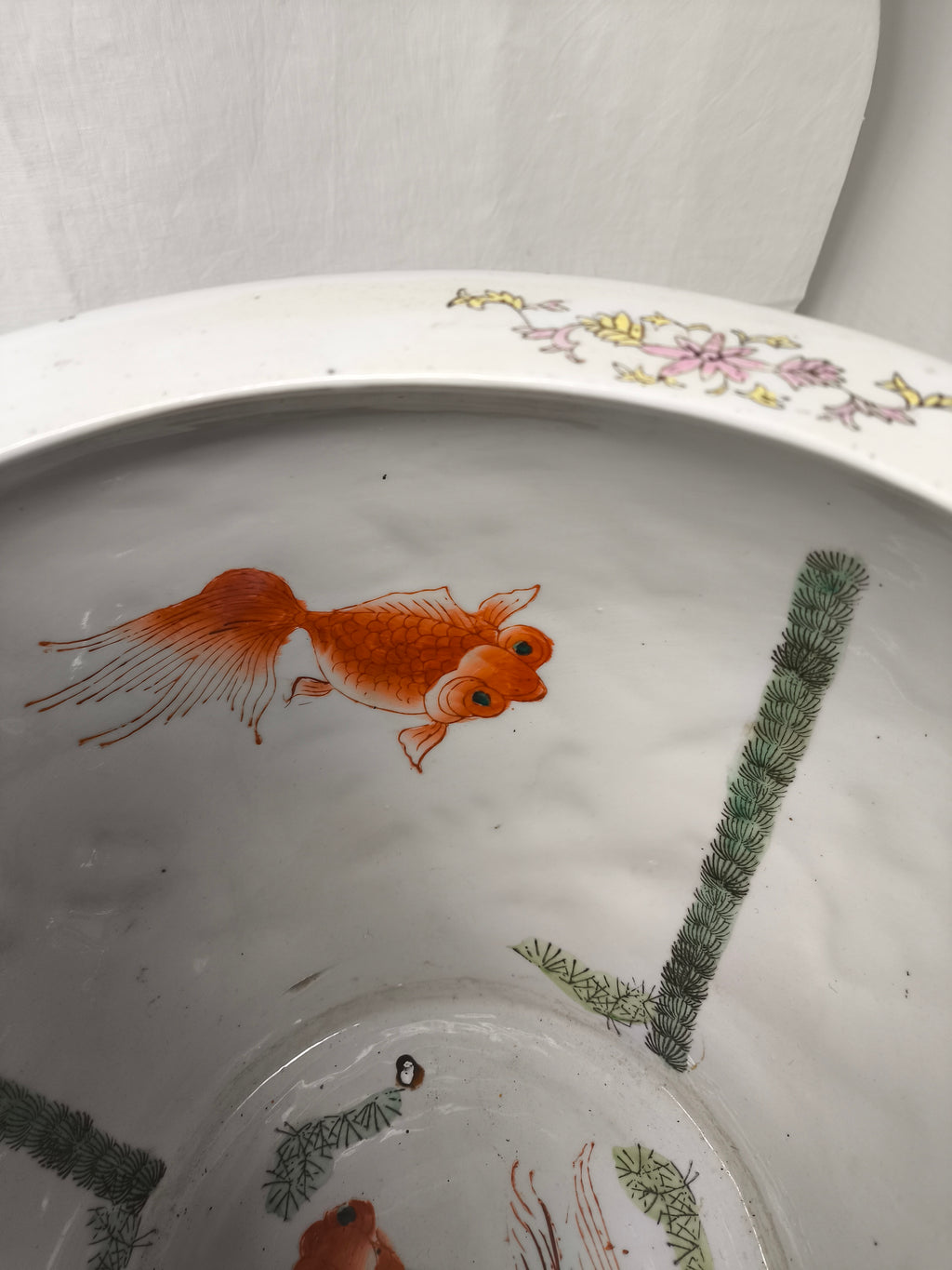 _vaso Cinese Porta Fiori E/o Aquario Datazione Metà Del 1900 Stato Perfetto ø 30cm H. 26cm