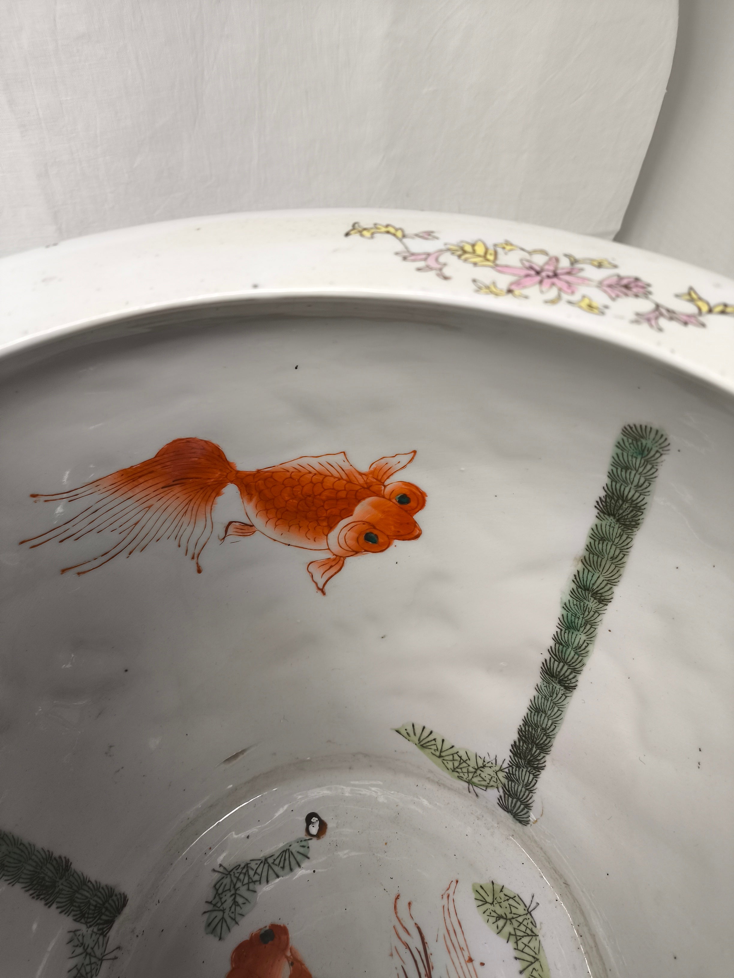 _vaso Cinese Porta Fiori E/o Aquario Datazione Metà Del 1900 Stato Perfetto ø 30cm H. 26cm