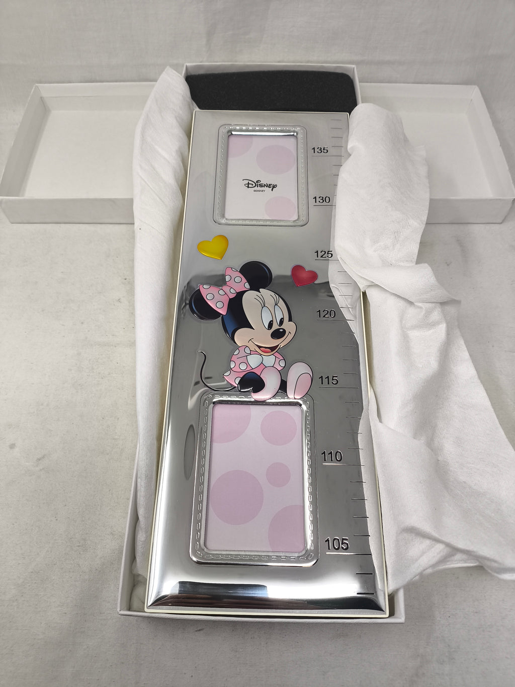 Valenti Per Disney Metro Da Parete Porta Foto Rosa 13x76 Minnie Mouse Con 4 Porta Foto In Lamina D'argento Nuovo