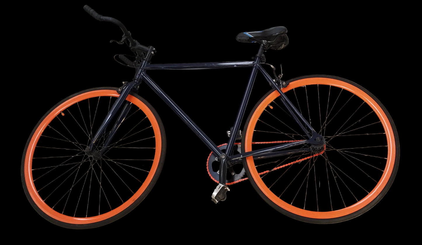 Bici Corsa Blu Con Cerchi Arancio E Doppio Funzionamentyo Ovvero Anche A Presa Diretta