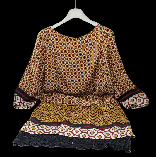 Promod Abito Tulle Con Fantasia Senape Pizzo 46