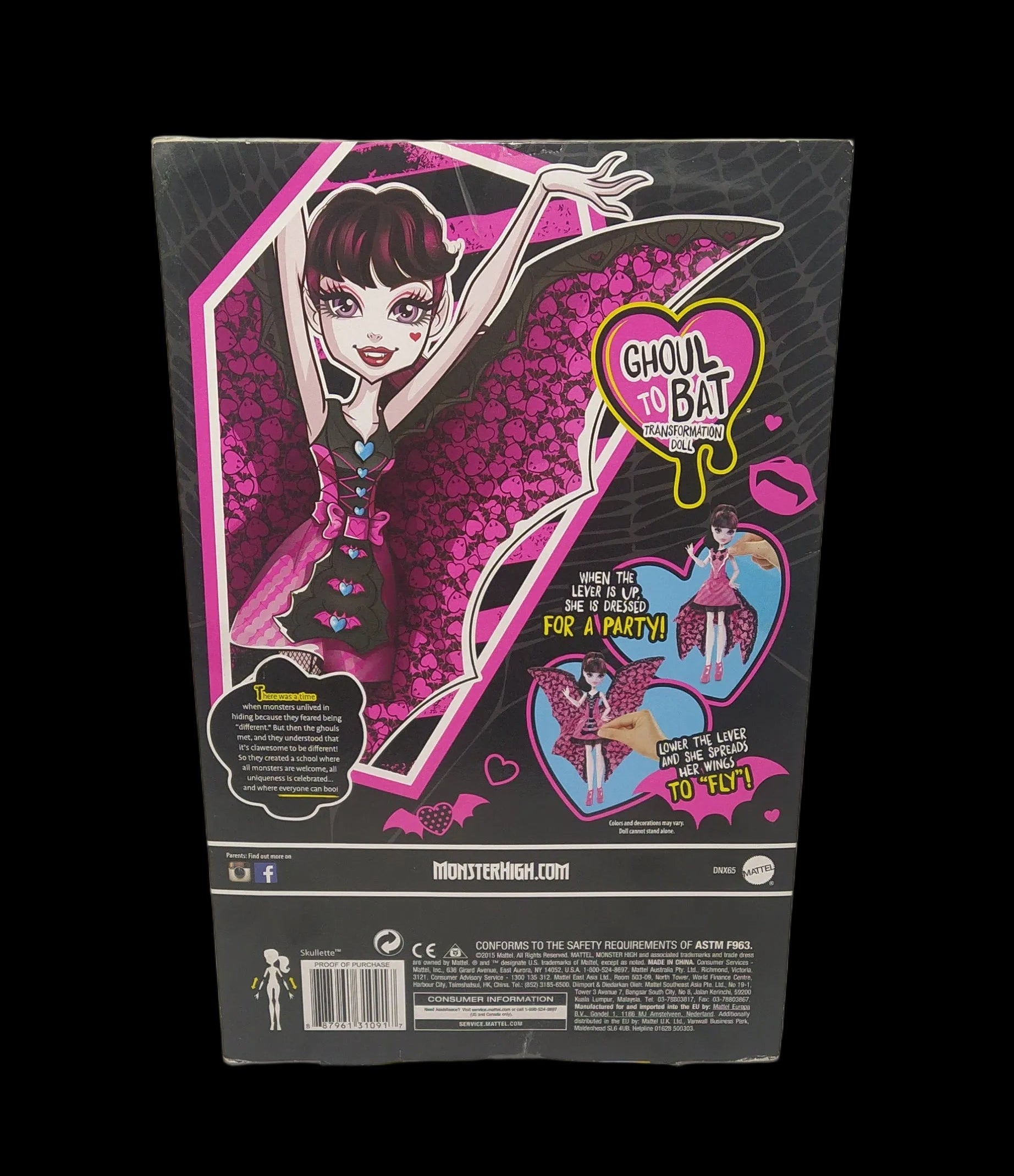 Monster High Bambola Draculaura Trasformabile Da Mostro A Pipistrello (dnx65) Nuova Con Scatola