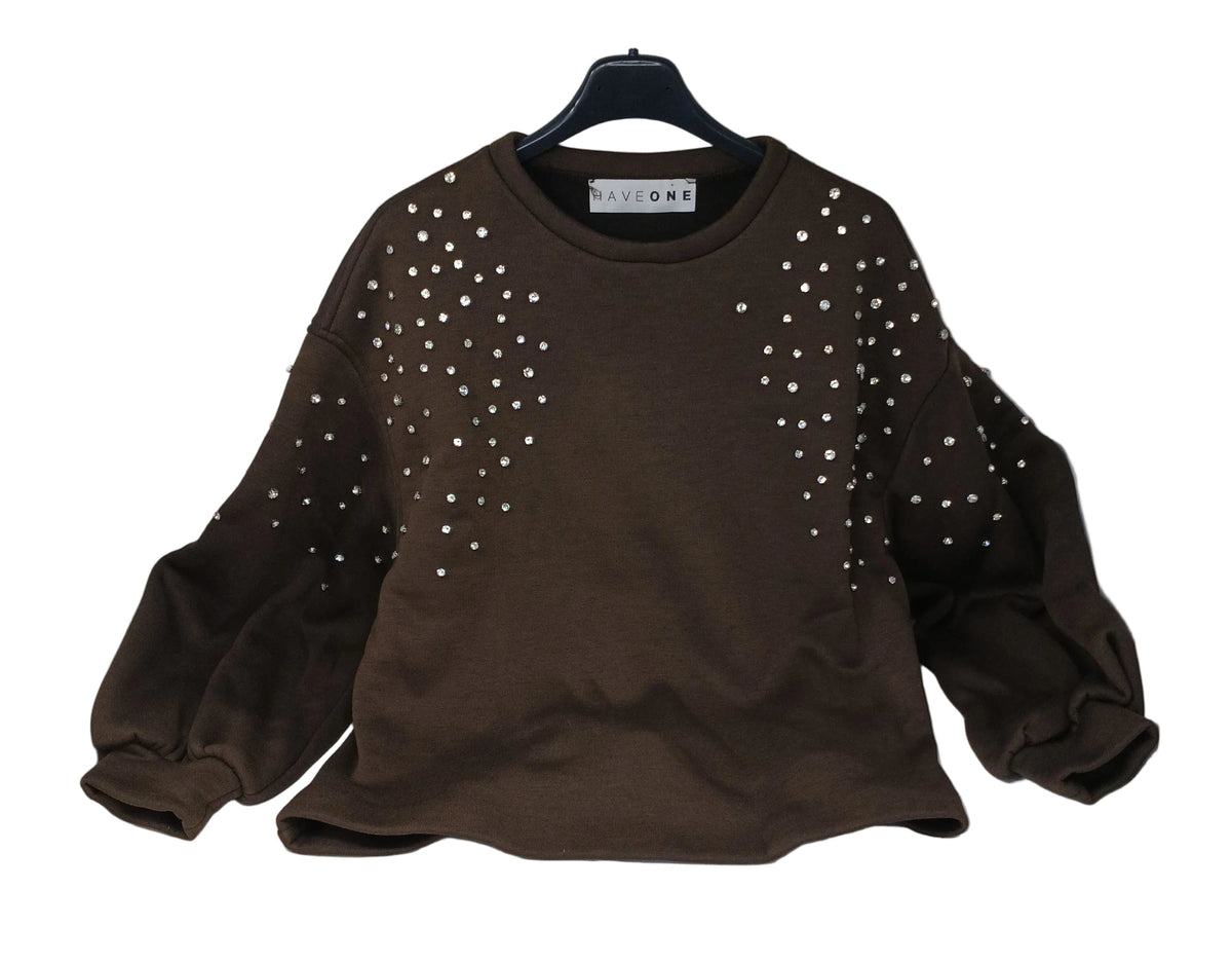 Haveone Felpa Marrone Strass Tu