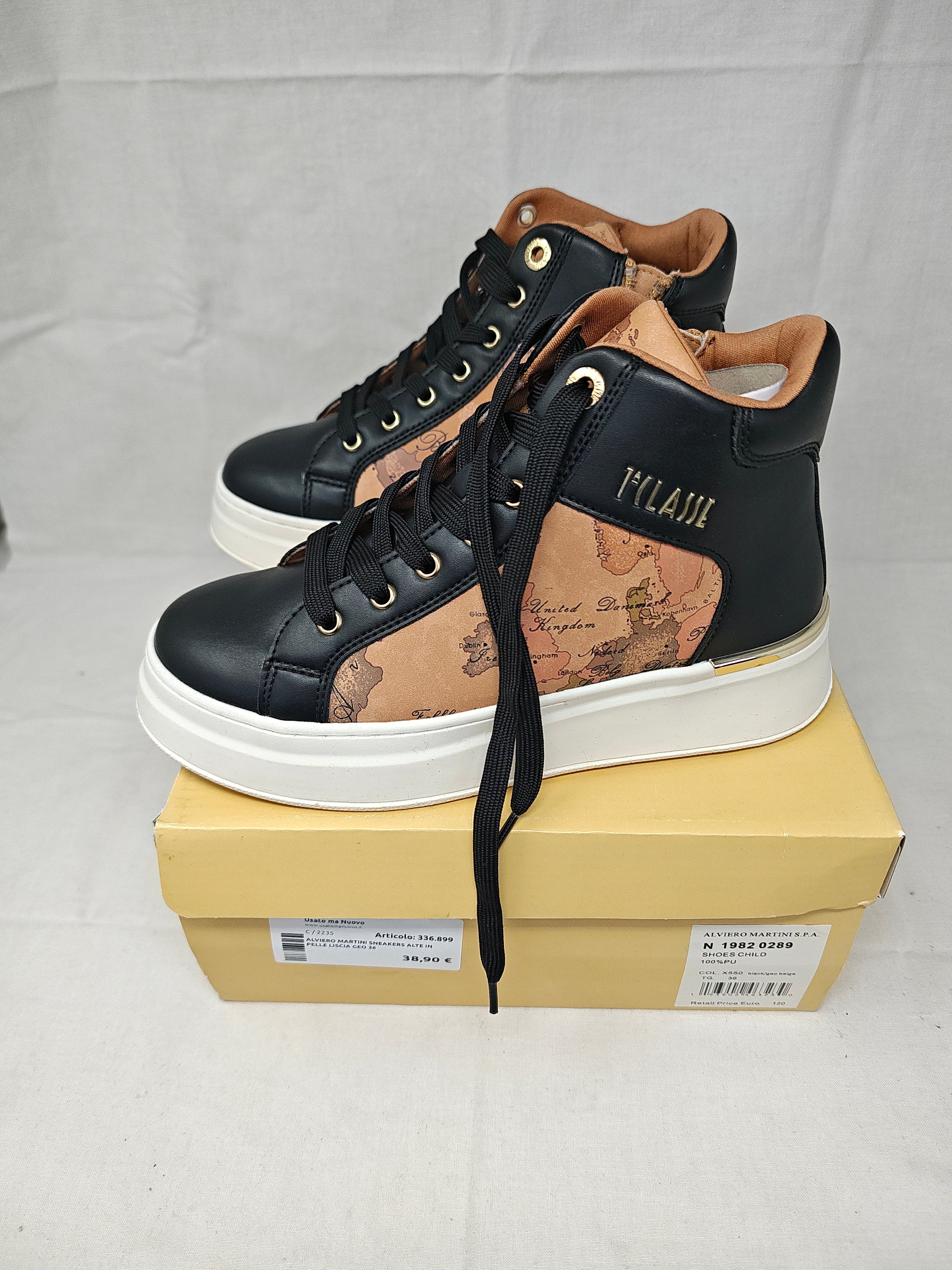 Alviero Martini Sneakers Alte In Pelle Liscia Geo 36
