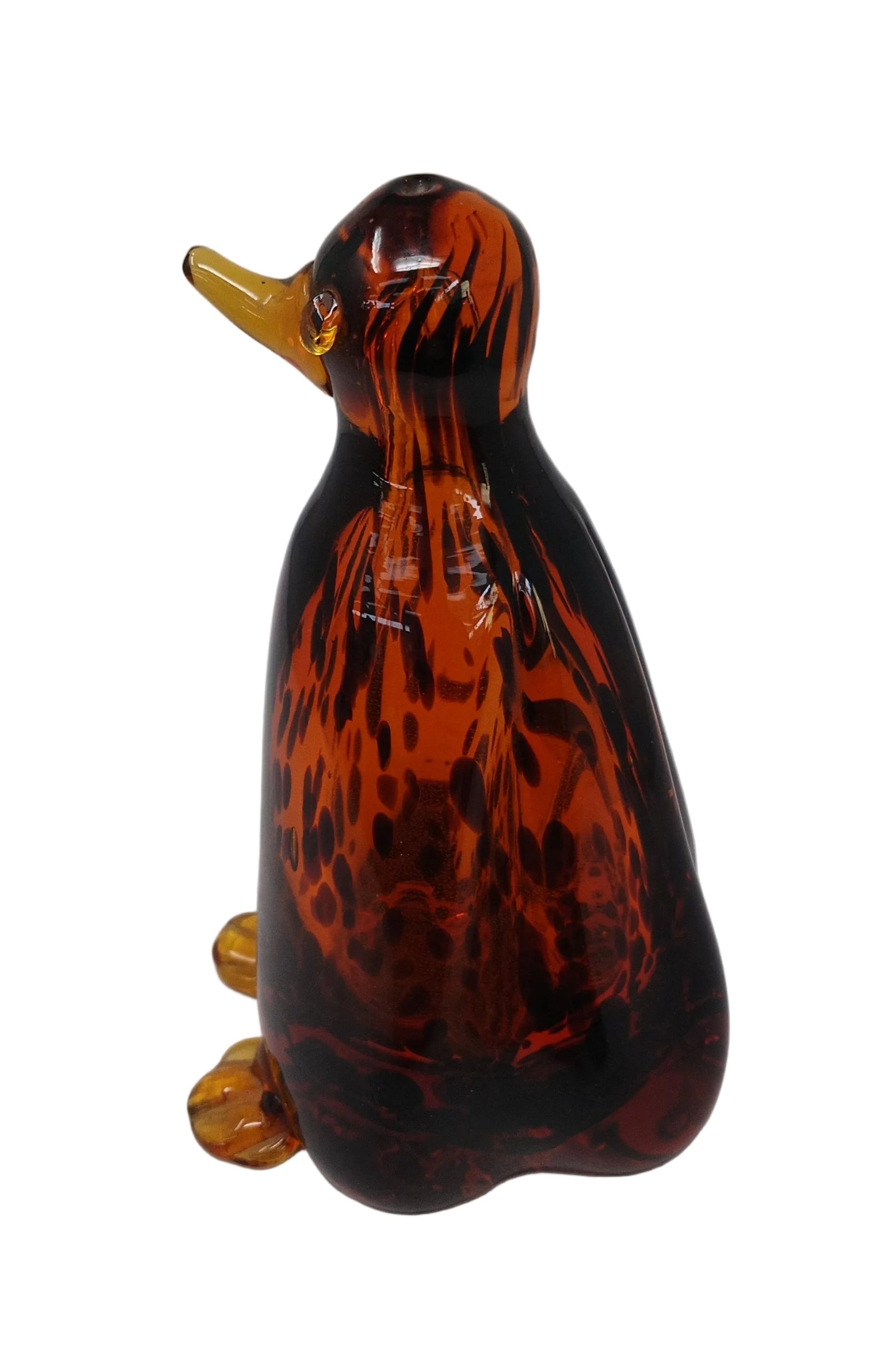 Scultura Vetro Murano Pinguino Ambrato H 23cm