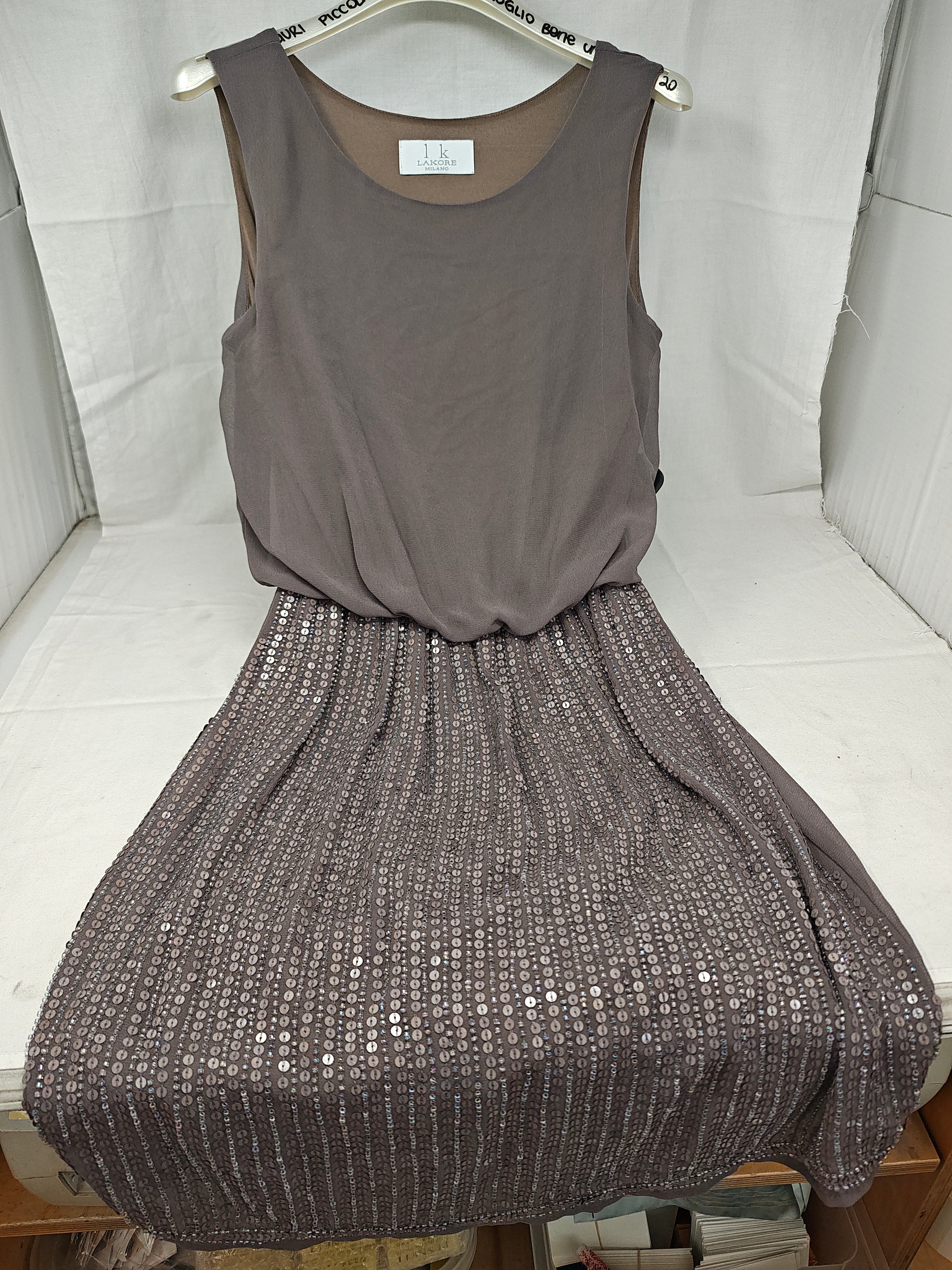 Lakore Abito Tulle Tortora Paiett 40