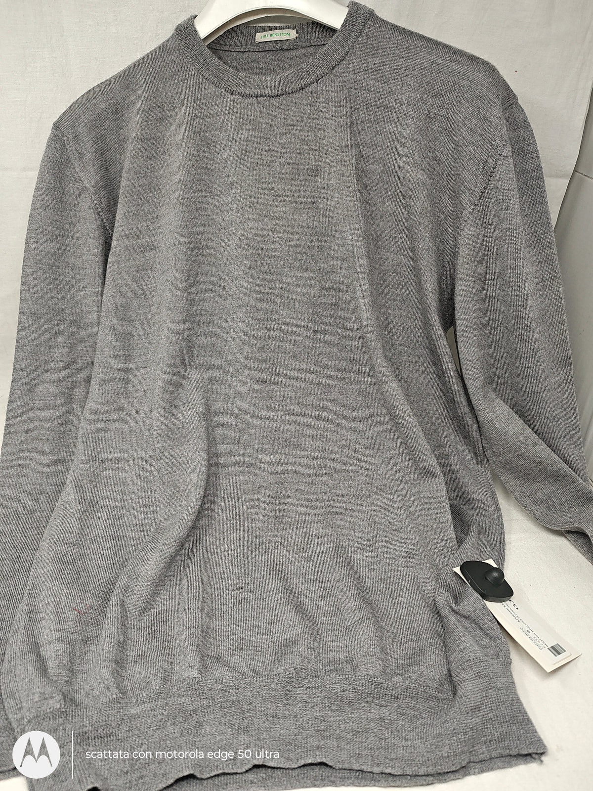 Benetton Maglione In Lana Grigio L