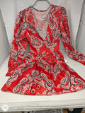 Abito Con Fantasia Rosso Bco Nero S/m
