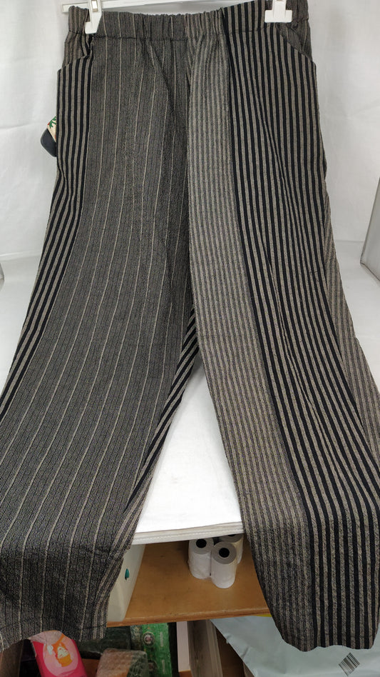 Manesera Pant Righe Neri Grigi L