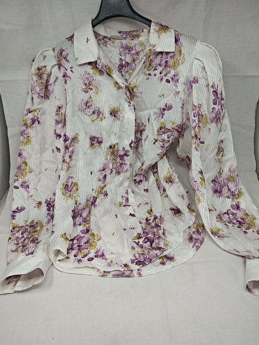 Primavera Camicia Bca Fiori Lilla Tg3