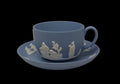 Wedgwood Jasper Tazza E Piattino Ceramica Blu Con Effigi Greche Bianche